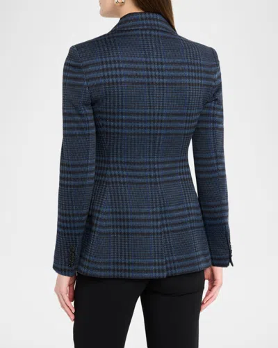 Max Mara Bisso Double-breasted Plaid Jacket In Blue