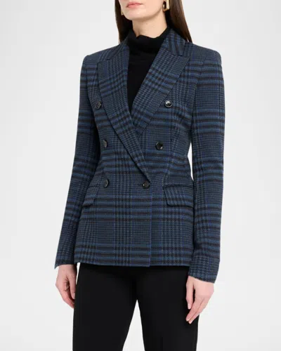 Max Mara Bisso Double-breasted Plaid Jacket In Blue