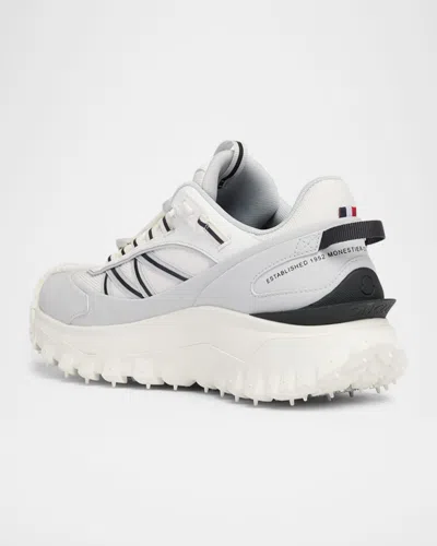 Moncler Light Grey Real Leather Trailgrip Gtx Low Top Sneakers In Gray