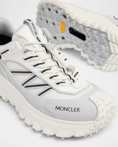 Moncler Light Grey Real Leather Trailgrip Gtx Low Top Sneakers In Gray