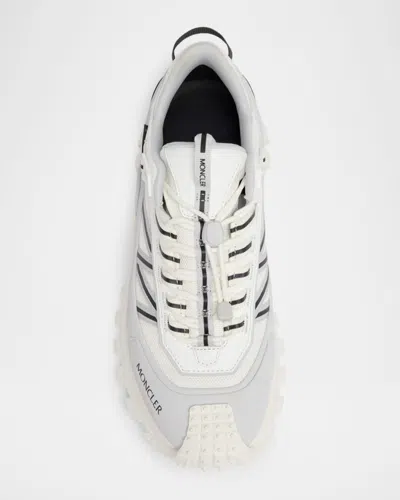 Moncler Light Grey Real Leather Trailgrip Gtx Low Top Sneakers In Gray