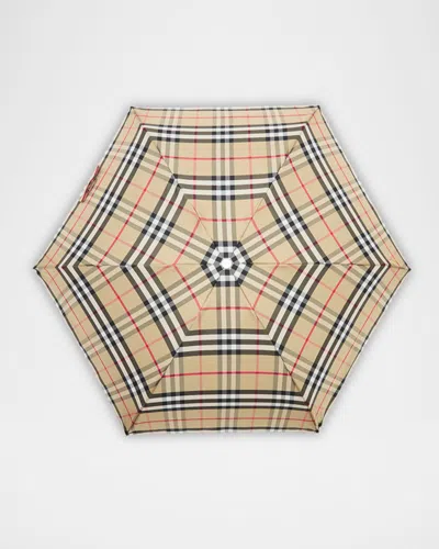 Burberry Check Folding Umbrella In Multi