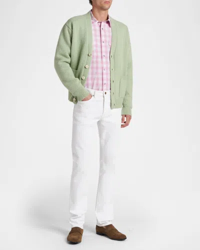Tom Ford Check-pattern Chest-pocket Shirt In Pink