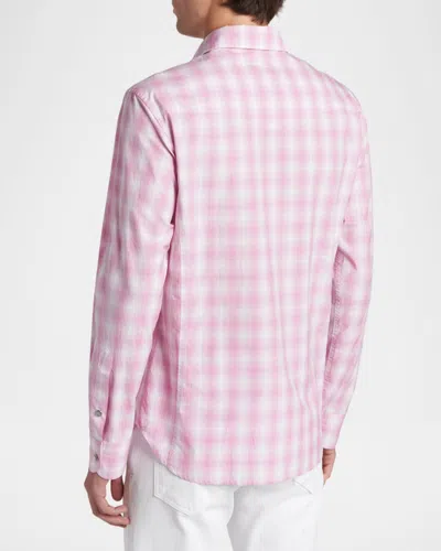 Tom Ford Check-pattern Chest-pocket Shirt In Pink