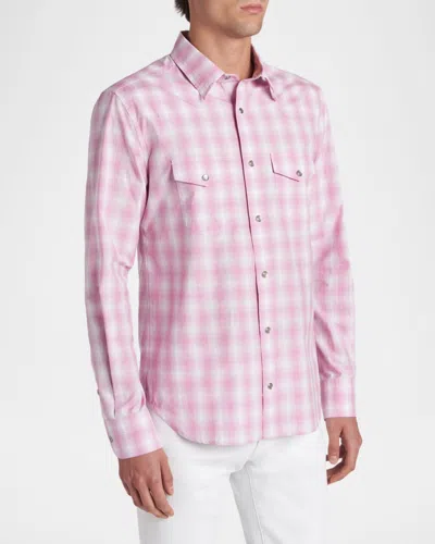 Tom Ford Check-pattern Chest-pocket Shirt In Pink
