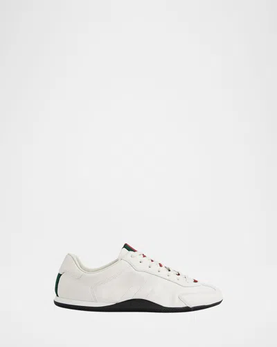 Gucci White Calf Leather Bos Taurus Low Top Sneakers In Neutral