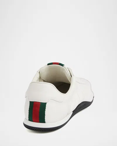 Gucci White Calf Leather Bos Taurus Low Top Sneakers In Neutral