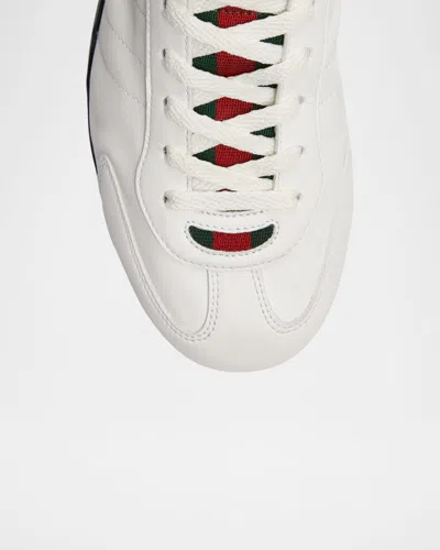 Gucci White Calf Leather Bos Taurus Low Top Sneakers In Neutral