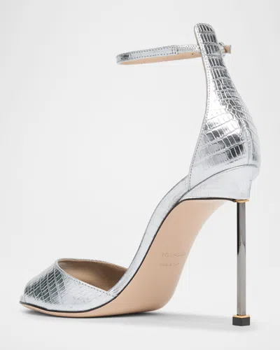 Tom Ford Women Silver Leather Heels, 7.5 Luxury Pumps & Heels For Women Darveys In Silver