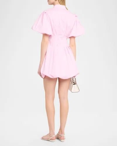 Simkhai Cleo Balloon Pintuck Poplin Mini Dress In Pink