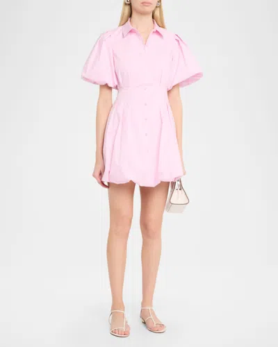 Simkhai Cleo Balloon Pintuck Poplin Mini Dress In Pink
