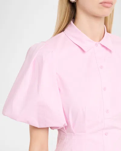 Simkhai Cleo Balloon Pintuck Poplin Mini Dress In Pink