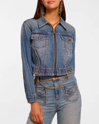 Ramy Brook Jannah Crop Nonstretch Denim Jacket In Blue