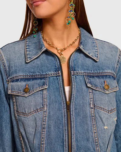 Ramy Brook Jannah Crop Nonstretch Denim Jacket In Blue