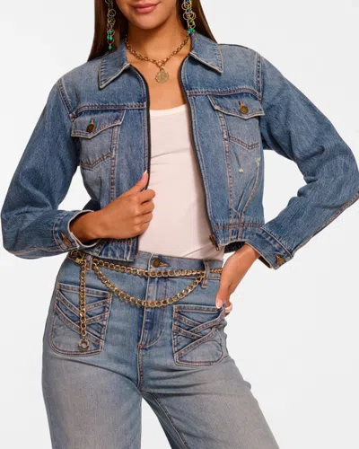 Ramy Brook Jannah Crop Nonstretch Denim Jacket In Blue