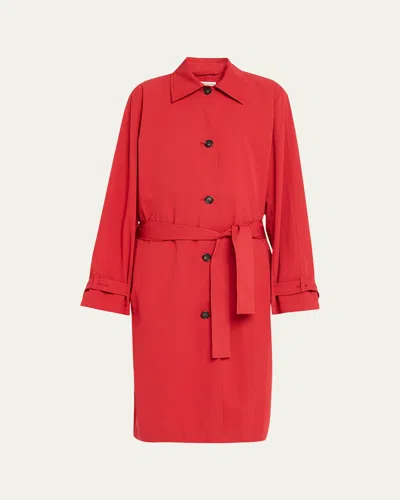 Totême Womens Poppy Light Spring Belted Cotton-poplin Trench Coat In Red