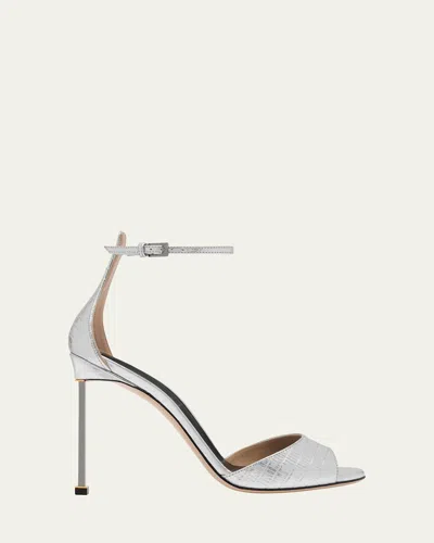 Tom Ford Women Silver Leather Heels, 7.5 Luxury Pumps & Heels For Women Darveys In Silver
