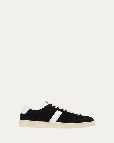 Tom Ford Blake Sneakers Suede Upper Contrast Stripe Rubber Sole In Black
