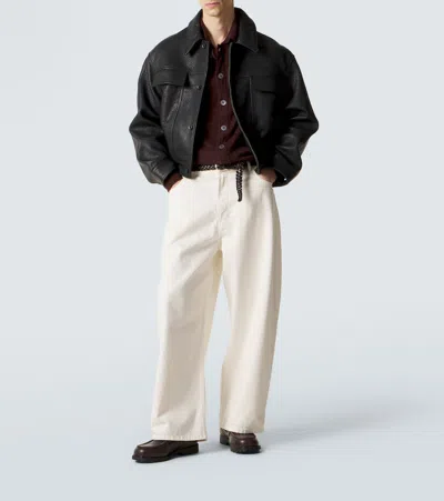 Studio Nicholson Oversized Doyard Leather Jacket In Black