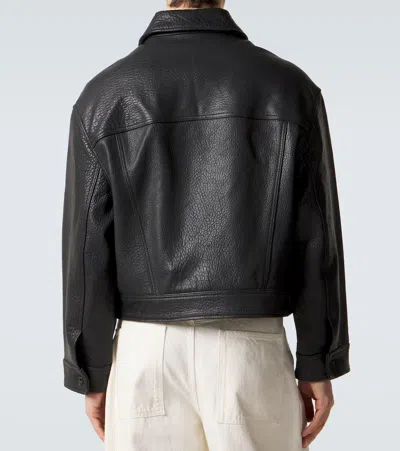 Studio Nicholson Oversized Doyard Leather Jacket In Black