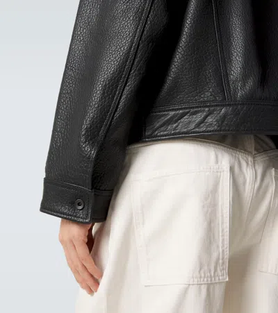 Studio Nicholson Oversized Doyard Leather Jacket In Black
