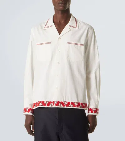 Bode White Cherry Lane Beaded Shirt In White