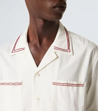 Bode White Cherry Lane Beaded Shirt In White