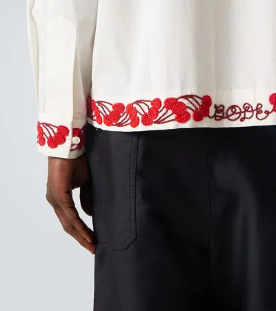 Bode White Cherry Lane Beaded Shirt In White