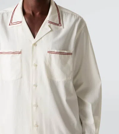 Bode White Cherry Lane Beaded Shirt In White