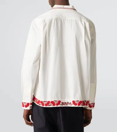 Bode White Cherry Lane Beaded Shirt In White