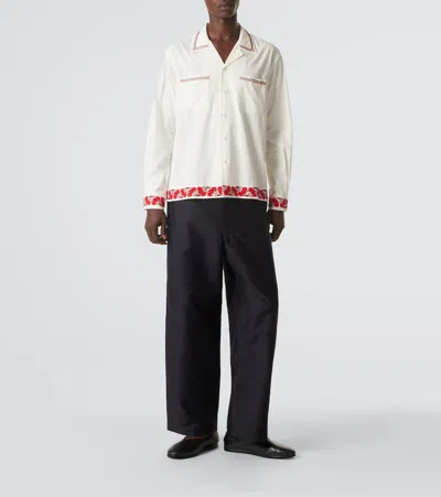 Bode White Cherry Lane Beaded Shirt In White
