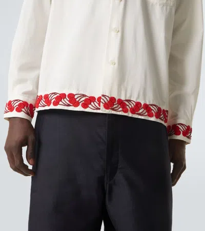 Bode White Cherry Lane Beaded Shirt In White