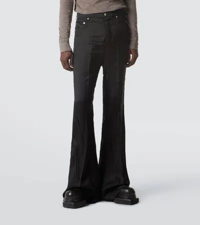 Rick Owens Bolan Bootcut Belt Loop Five Pocket Trousers In Black