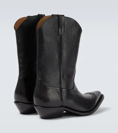 Our Legacy Leather Western Boots Pointed Toe Pull Tabs In Black