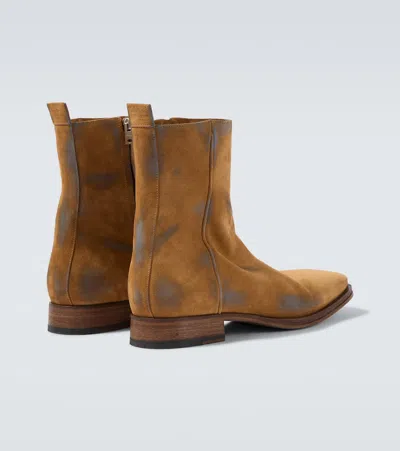 Acne Studios Distressed Suede Ankle Boots In Brown