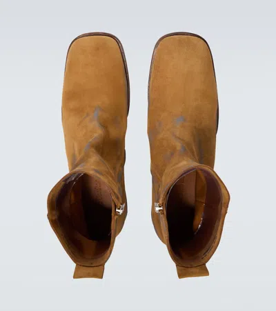 Acne Studios Distressed Suede Ankle Boots In Brown