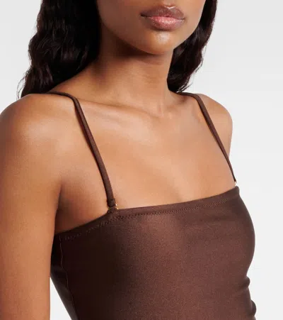 Same Beaded Swimsuit In Brown