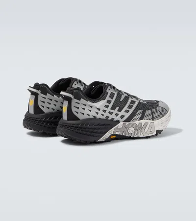 Hoka U Speedgoat 2ts Black Low Top Sneakers With Printed Laces And Logo Lettering On The Side In Tech Fab
