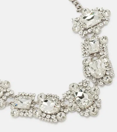 Self-portrait Silver Crystal Cluster Necklace In Metallic
