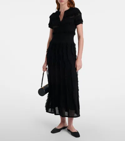 Max Mara Sleeveless Geometric-print Jersey Midi Dress In Black