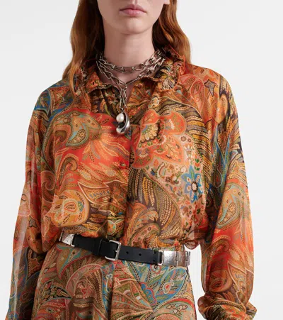 Etro Leather-trimmed Belt In Multi