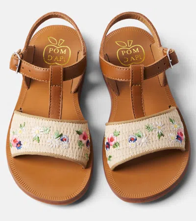 Pom D'api Plagette Embroidered Leather Sandals In Multi