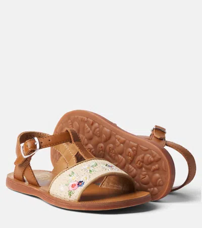 Pom D'api Plagette Embroidered Leather Sandals In Multi