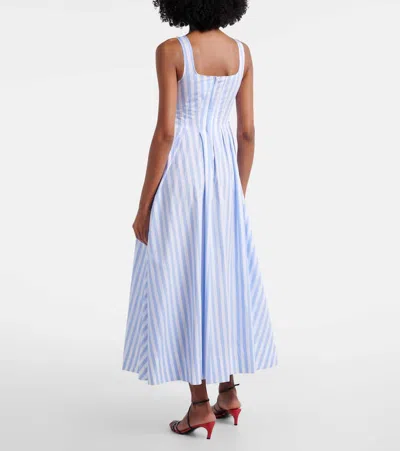 Sportmax Filmato Sleveless Cotton Striped Midi Dress Dresses Multicolor In Blue