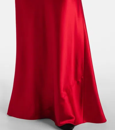Ralph Lauren Chilton Stretch Satin Evening Dress In Bright Red