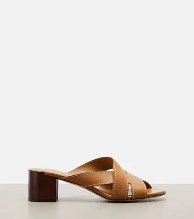 Tod's Suede And Leather Mules In Brown