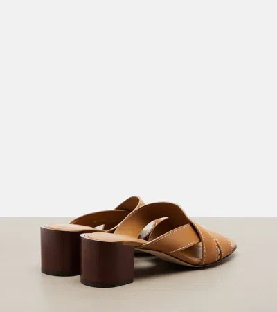 Tod's Suede And Leather Mules In Brown