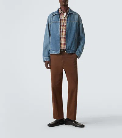Prada Long-sleeved Denim Jacket In Blue