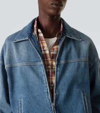 Prada Long-sleeved Denim Jacket In Blue