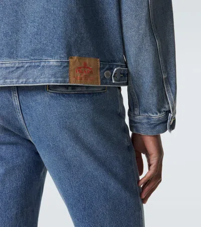 Prada Long-sleeved Denim Jacket In Blue